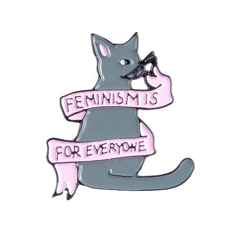 Cute feminism feminist for everyone cute kitty cat pin lapel pins