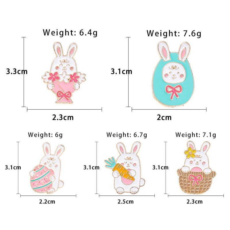 Custom Badge Cartoon Pink Rabbit Enamel Brooch Bag and Coat Lapel Pin