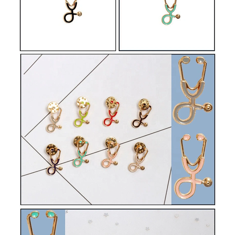 cheap wholesale 9 colors medical doctor stethoscope pins lapel pin