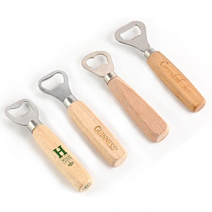 wooden stainless steel barrel shape bottle opener