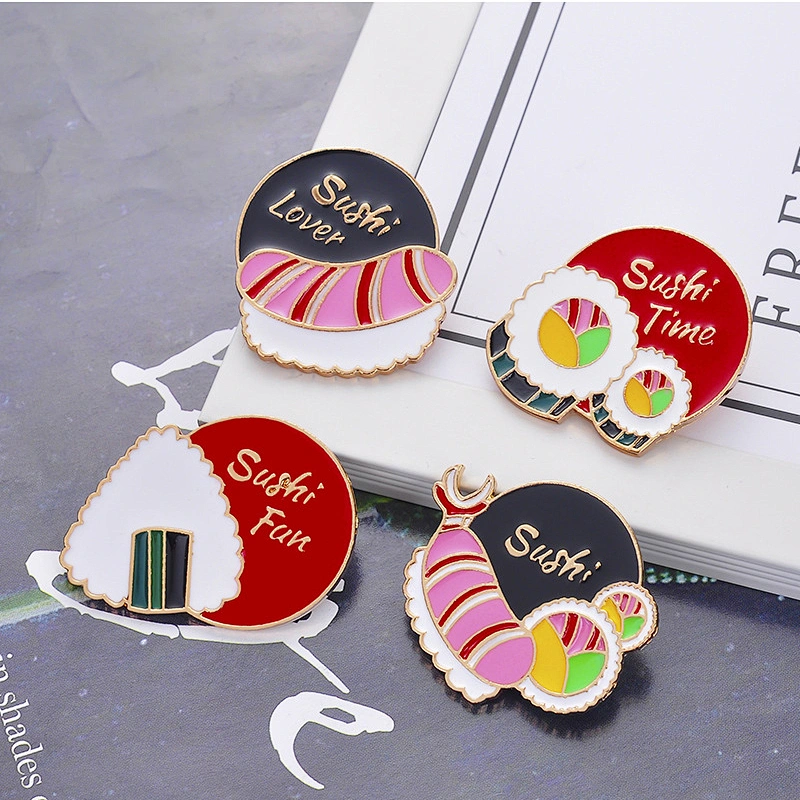 Cute Cartoon Sushi Brooch Badge Food Soft Enamel Lapel Pin Custom