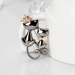 Hot Sale Cute Boutique Cartoon Animal Double Cat Brooch Wholesale