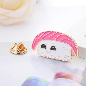 Cute Cartoon Sushi Enamel Pin Brooch Salmon Rice Ball Custom Food Lapel Pins