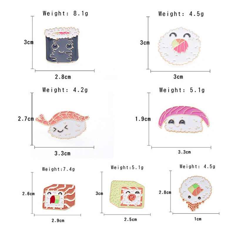 Cute Cartoon Sushi Enamel Pin Brooch Salmon Rice Ball Custom Food Lapel Pins
