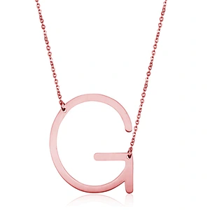 26 English Alphabet Rose Gold Letter Stainless Steel Necklace Pendant