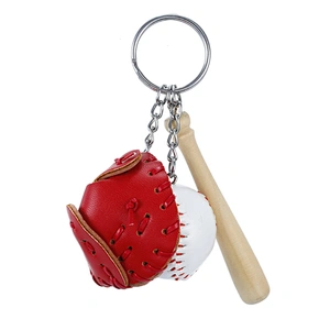 sports goods gifts wooden bat leather baseball keychains