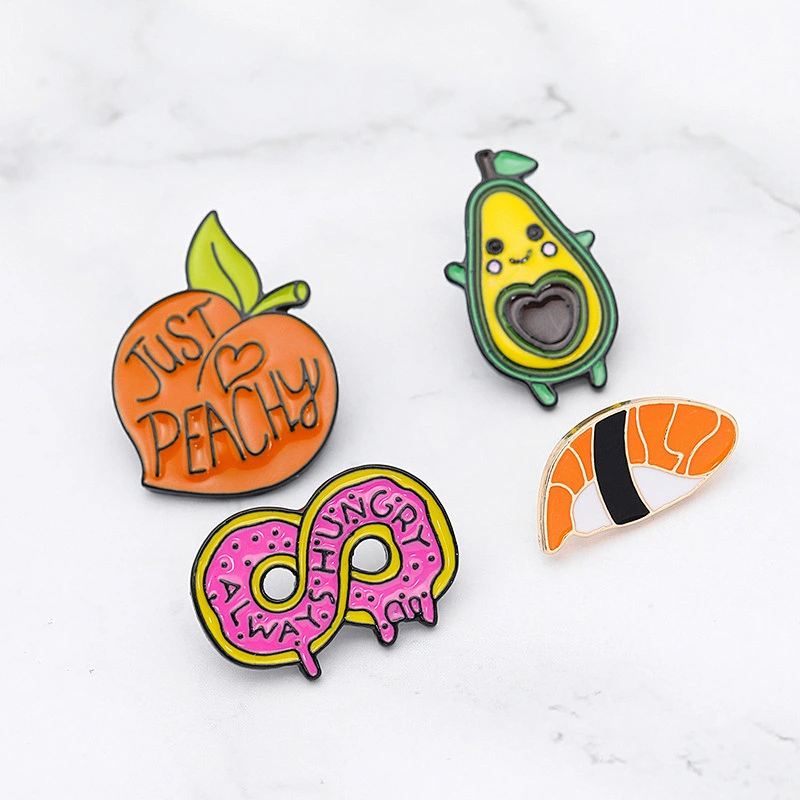 Sushi Donut Soft Enamel Pins Food Peach Avocado Lapel Pin Badge Fruit