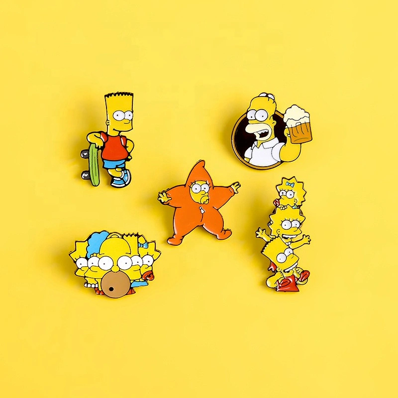 Simpson families funny drinking beer skatebiard soft enamel lapel pins