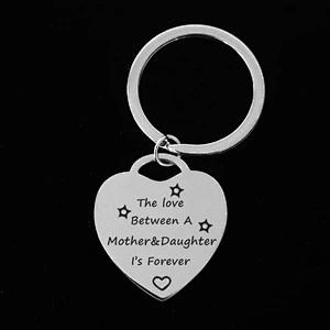 Stainless Steel Metal Heart Keychain Mother's Day Love Pendant for Keys