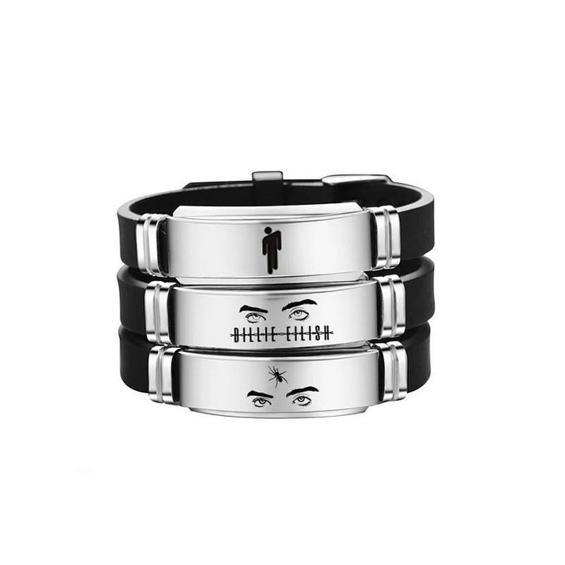Billie Eilish Stainless Steel Silver Bracelet Silicone Genius Girl Bracelet Custom