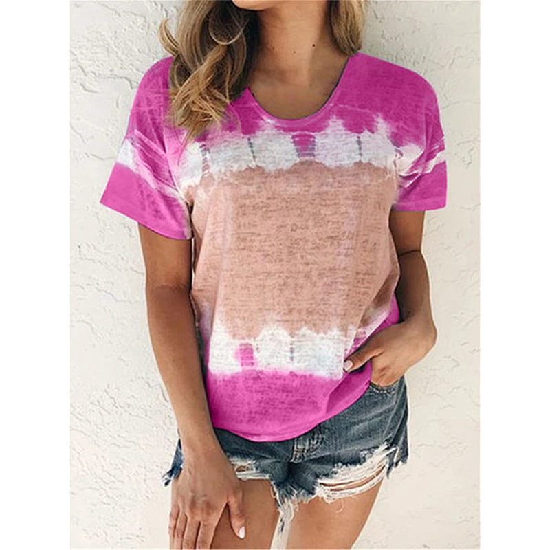 Hot Sell Loose Round Neck Short Sleeve Printed T-shirt for Women
