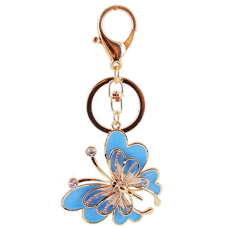 Girlfriends gifts hang bag diamond keyring colorful butterfly keychain