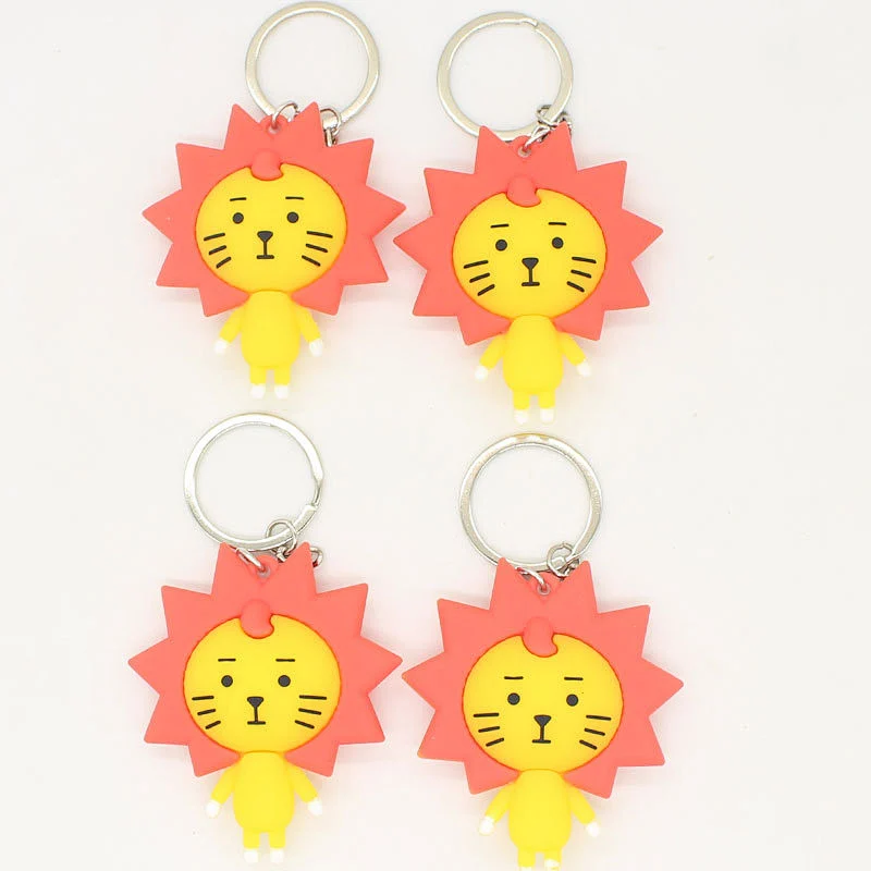 Custom Logo 3D Lion Animal Soft PVC Keychain