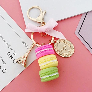 Korean Macarons Cake Kawaii Keychain Fashion Bag Pendant Keychains for Girls