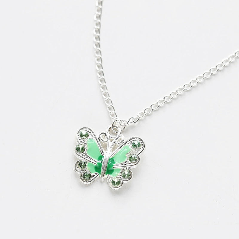 Hot Sale Zinc Alloy Necklaces Rhinestone Butterfly Pendant  Necklace