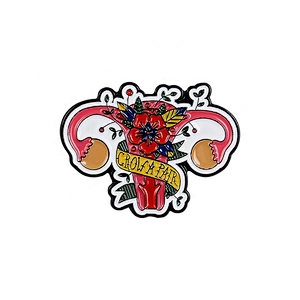 uterus organ protection feminism flower collar brooch lapel pin