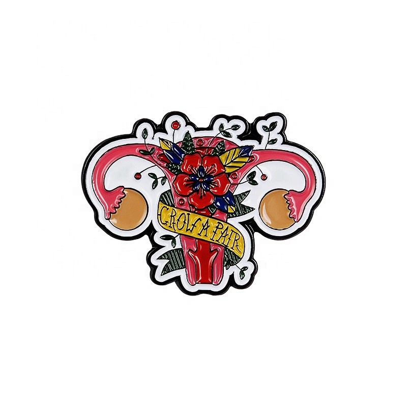 uterus organ protection feminism flower collar brooch lapel pin