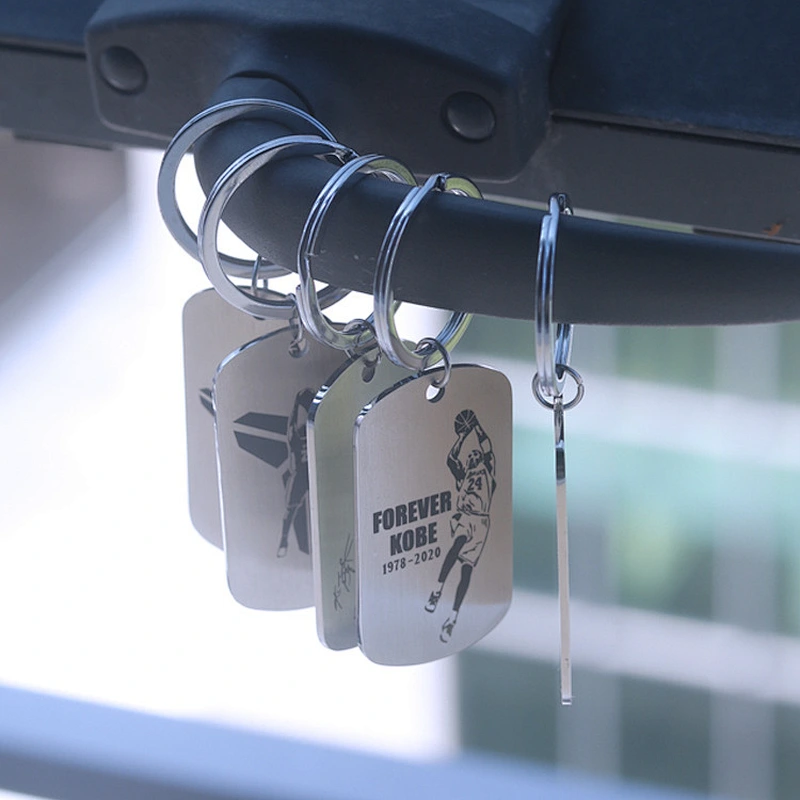 Basketball Star Key Ring Black Mamba Memorial Stainless Steel Metal Tag Keychain