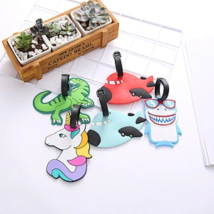 Cute Cartoon Soft PVC Luggage Tags Unicorn Shark Aircraft Luggage Tag Silicone Wholesale