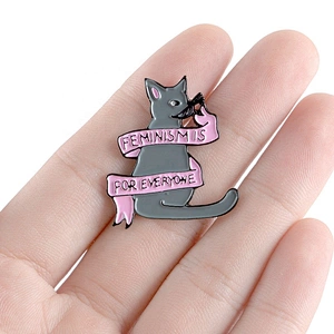 Cute feminism feminist for everyone cute kitty cat pin lapel pins