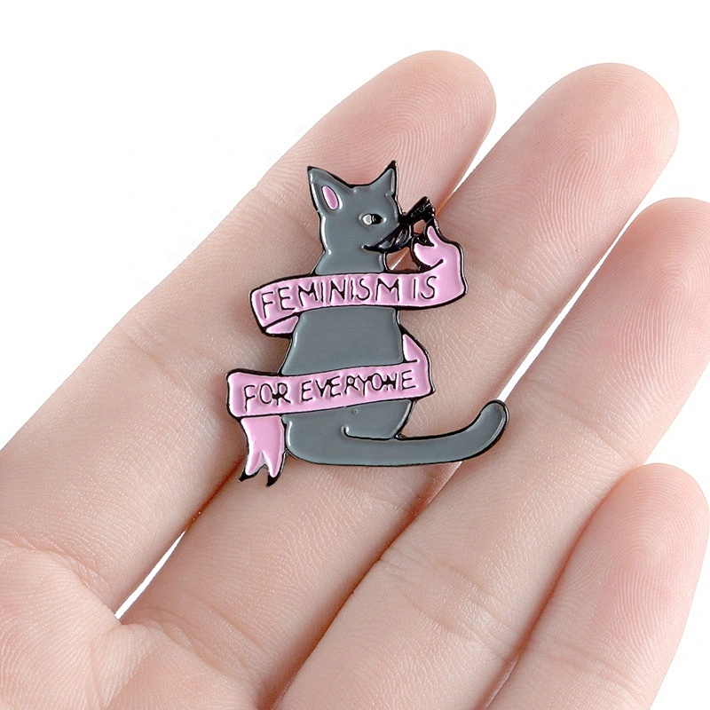 Cute feminism feminist for everyone cute kitty cat pin lapel pins