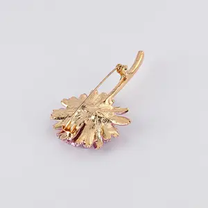 Cute Alloy 3D Flower Brooch with Safety Pin for Women
