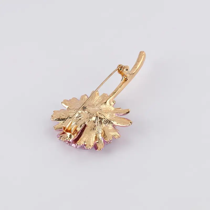 Cute Alloy 3D Flower Brooch with Safety Pin for Women