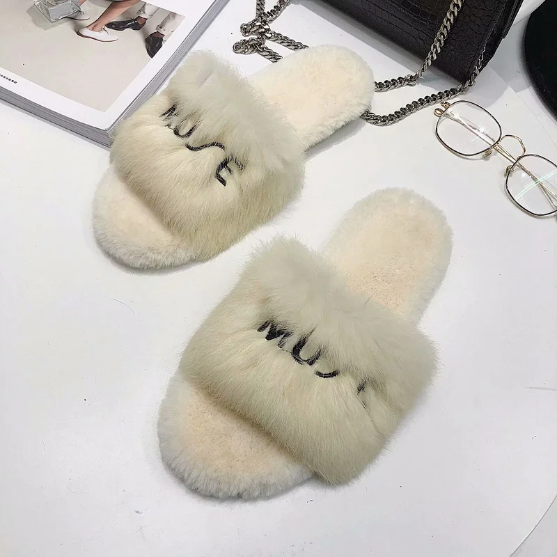 Fashion Home Fur Plush Slippers Indoor Women's Slippers