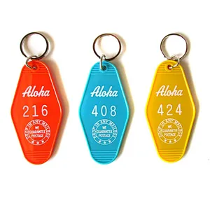 Custom printed logo ABS plastic hotel key number tag keychains
