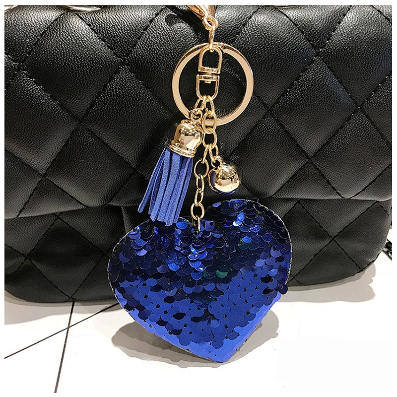 Colorful Reflective Sequin Love Keychain Heart Tassel Keychain Pendant