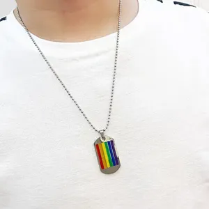 Hip hop style Rainbow lovers metal necklace
