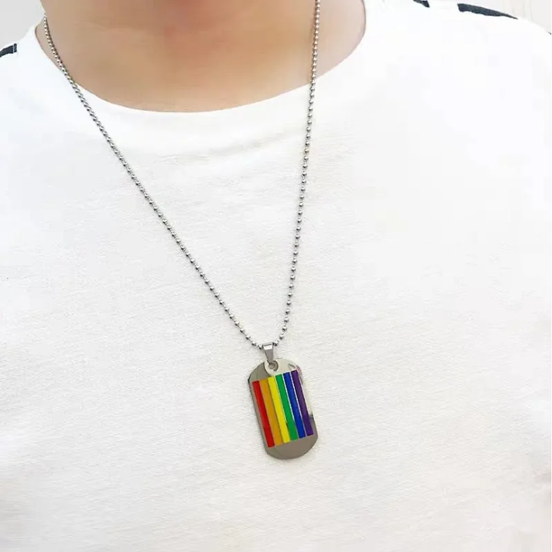 Hip hop style Rainbow lovers metal necklace