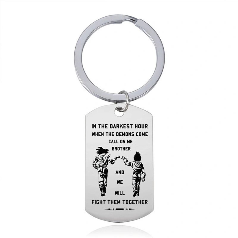 Anime Vegeta Dragon Ball When The Demons Come Stainless Steel Men Women's Necklace Keychain