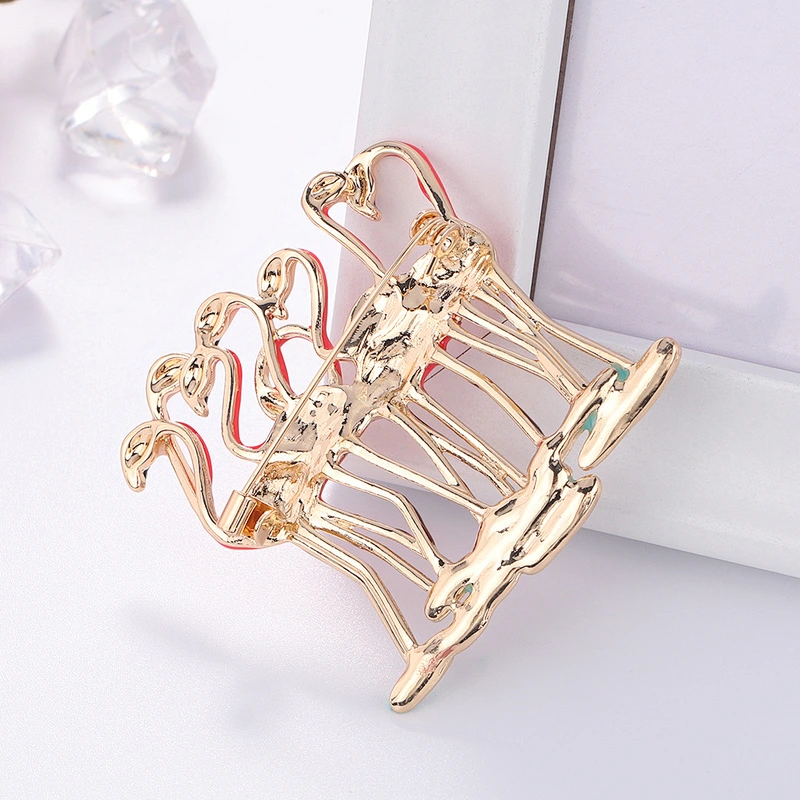 Ins Style Korean Hot-selling Fashion 3D Brooch Flamingo Animal Brooches Women
