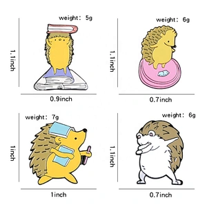 Cute hedgehog read book pins weighing weight go school hedgehog animal lapel pin