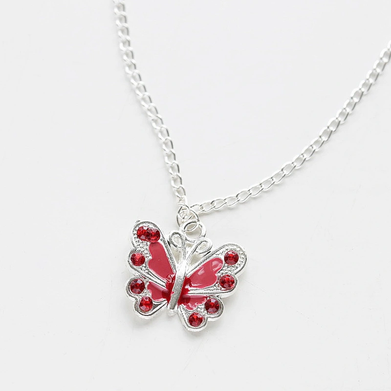 Hot Sale Zinc Alloy Necklaces Rhinestone Butterfly Pendant  Necklace