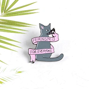 Cute feminism feminist for everyone cute kitty cat pin lapel pins
