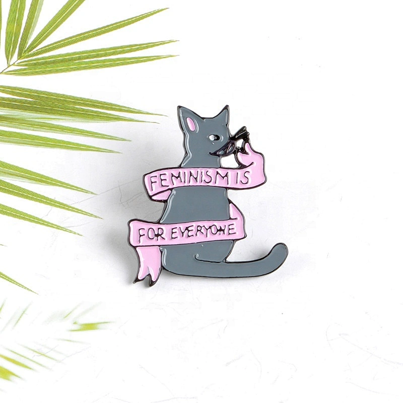 Cute feminism feminist for everyone cute kitty cat pin lapel pins
