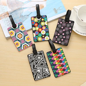 Fashion Colorful Geometric Pattern Luggage Tags Soft PVC Wholesale Customized Luggage Tag