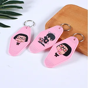 Custom printed logo ABS plastic hotel key number tag keychains