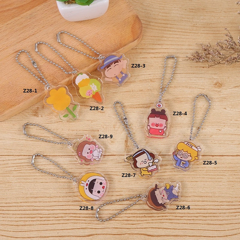 Cartoon Series Bead Chain Transparent Ice Cream Flower Acrylic Bag keychain