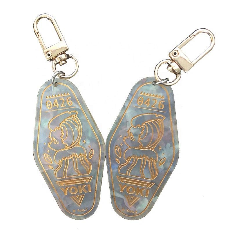 Marbling colorful ABS diamond shape plastic hotel room number key tag custom logo