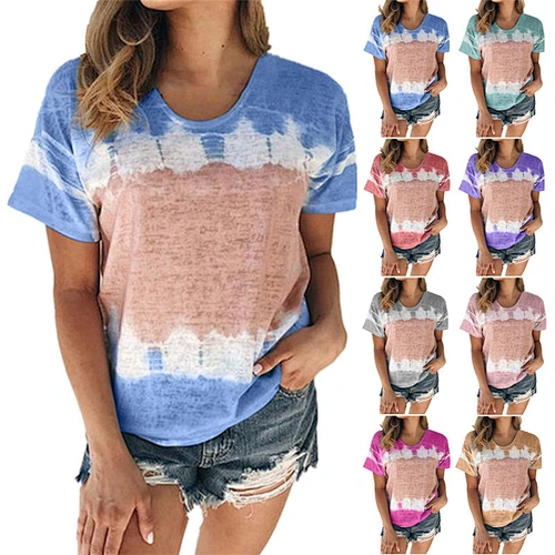 Hot Sell Loose Round Neck Short Sleeve Printed T-shirt for Women