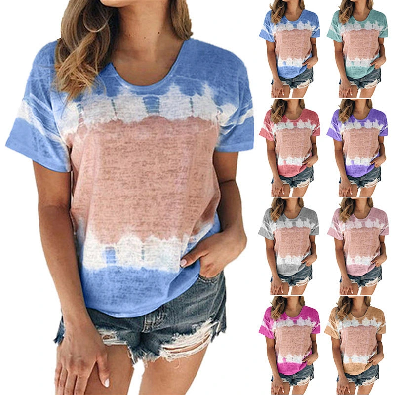 Hot Sell Loose Round Neck Short Sleeve Printed T-shirt for Women