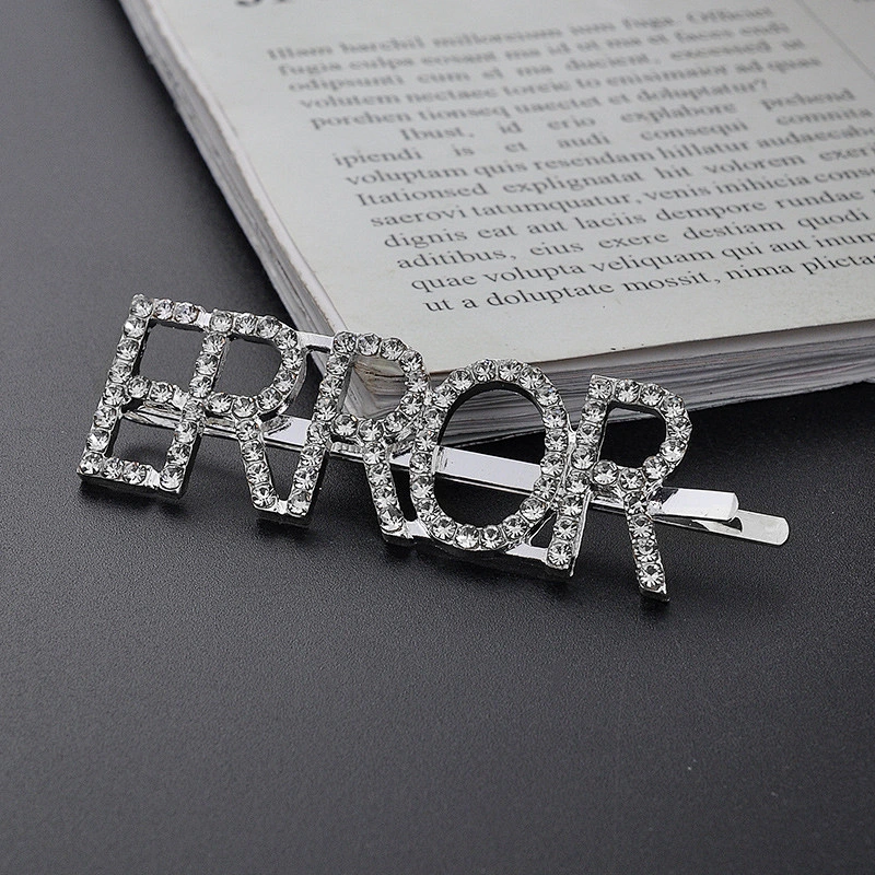 Korea Fashion Girls Silver Diamond Hair Pins with Words Hair Accessories
