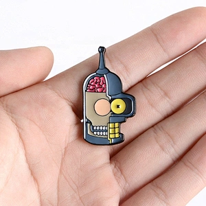 Cartoon robot head mask badge funny lapel pins