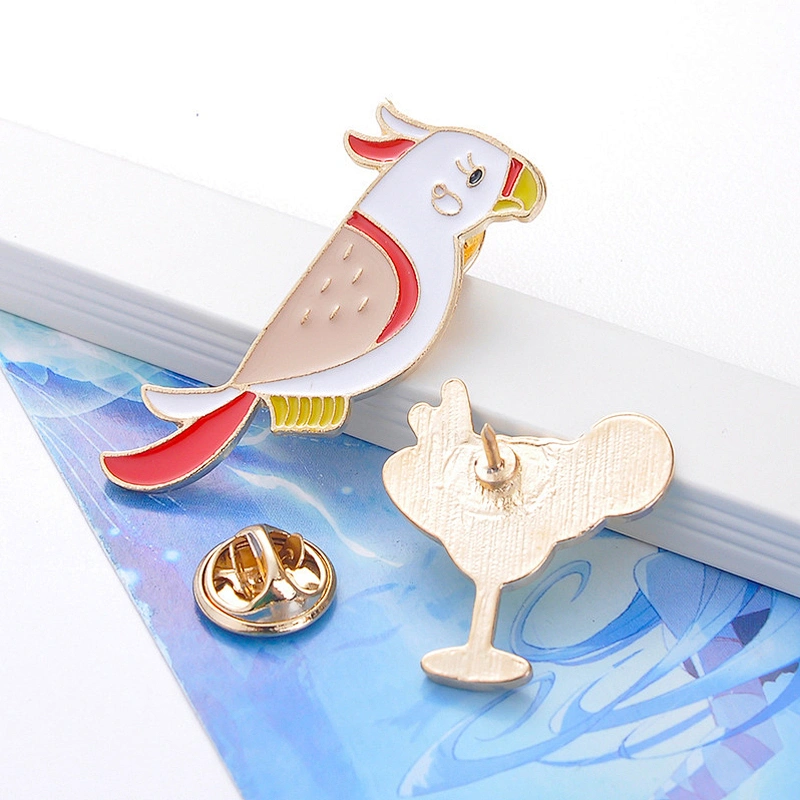 Cute Juice Pin Enamel Badge Parrot Lapel Pin Brooch