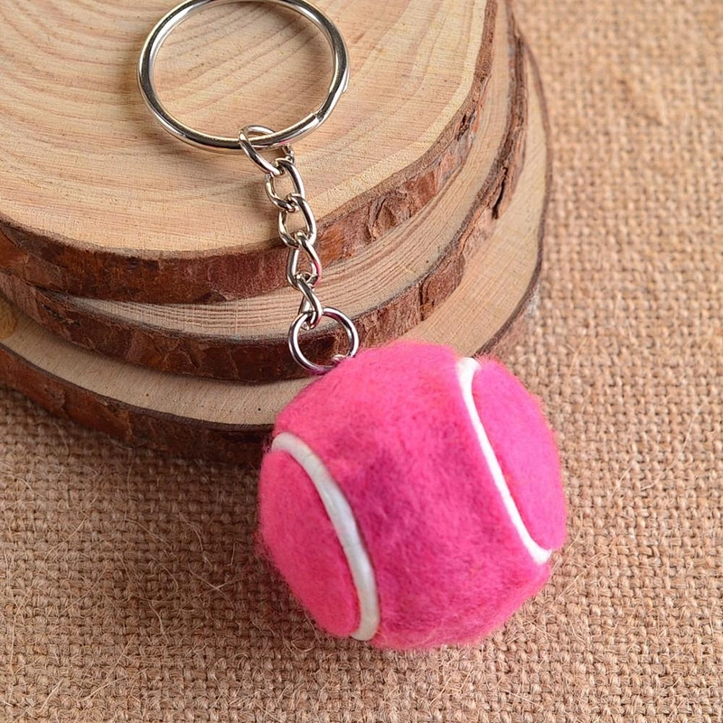 Stuffed plush material tennis ball sports keychain