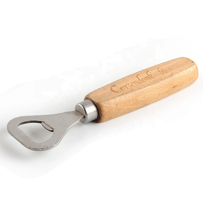 straight forward double sides wooden stainless steel beer bottle opener custom logo