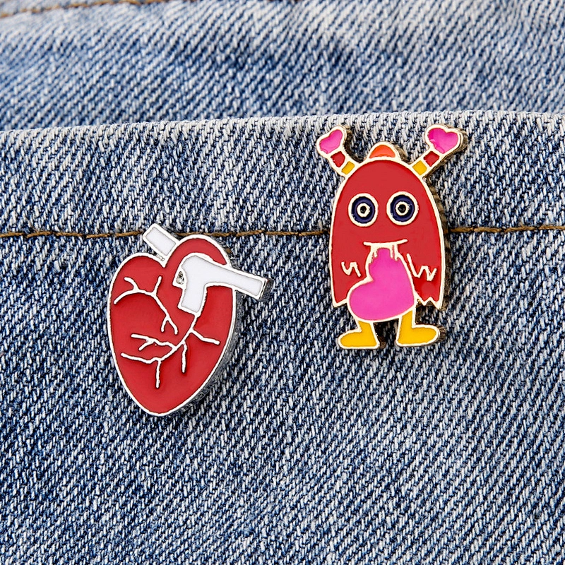 Human Organ Lapel Pin Custom Brooch Cartoon Heart Enamel Lapel Pins Badge